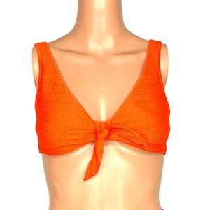 Seafolly La Luna Tie Front Crop Top Swimwear Women's US Size 4, Tangelo